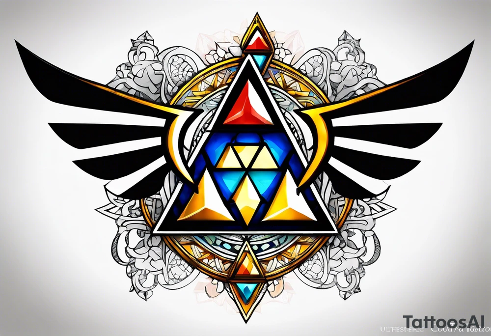 Triforce from the Zelda series highlighting courage with a woman’s touch tattoo idea