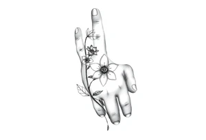 Baby hand print, Freya, 25.07.2024, larkspur flower tattoo idea