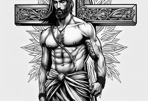 skinny man carrying a cross tattoo idea