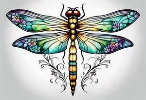 dragonfly vine hip tattoo idea