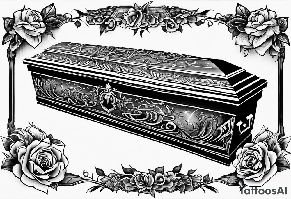 Coffin in graveyard tattoo idea