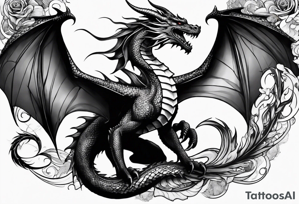 Fire breathing dragon tattoo idea