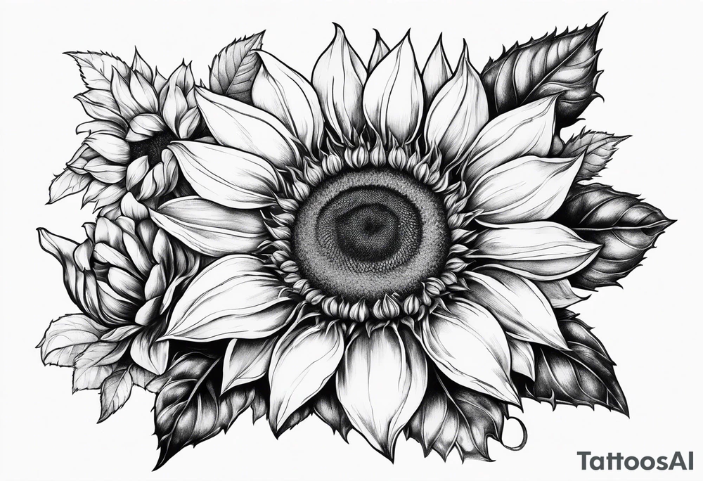 Sunflower, book, flower rose tattoo idea