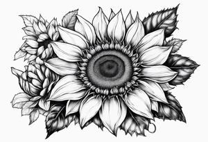 Sunflower, book, flower rose tattoo idea