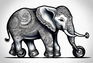 Baby elephant wearing skates tattoo idea