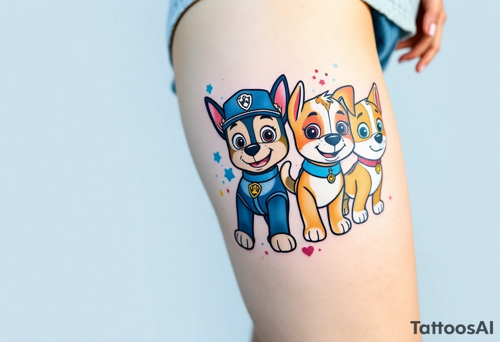 full squad of paw patrol tattoo idea