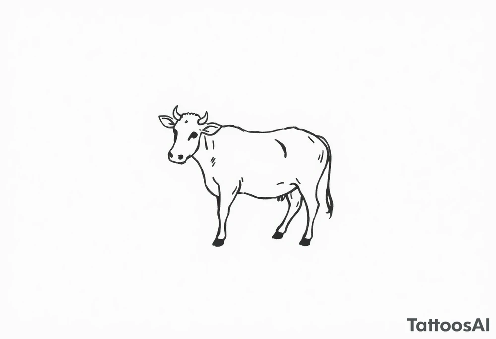small black and white cow tattoo idea