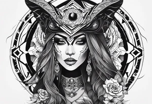 kali, alien goddess, valkrye, pirate, zenza resonance, pachamama, lotus azul, blank panther, eagle, skull, 5D, nueva gaya, dna 12 tattoo idea