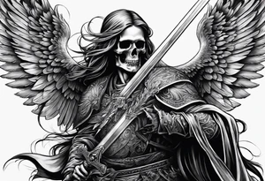 angel of death killing skull by his sword tattoo idea