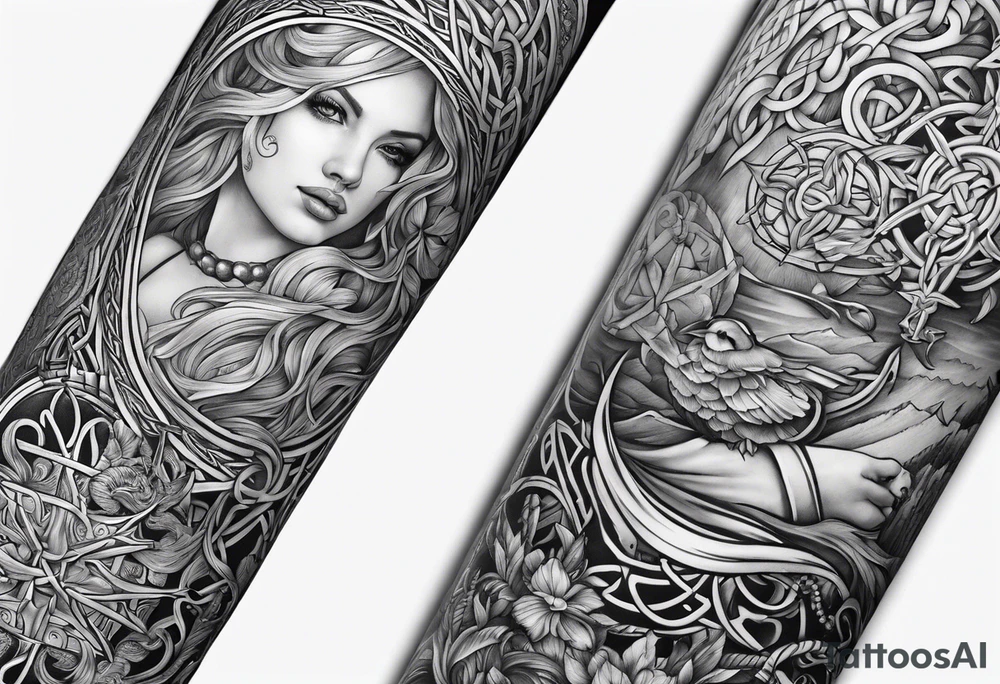 Celtic nautical scene, forearm, half sleeve tattoo idea