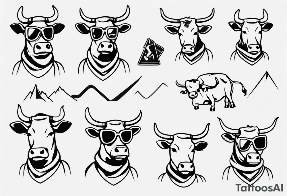 cow snowboarding wearing goggles, very simple linework tattoo idea cow snowboarding wearing goggles, very simple linework tattoo idea