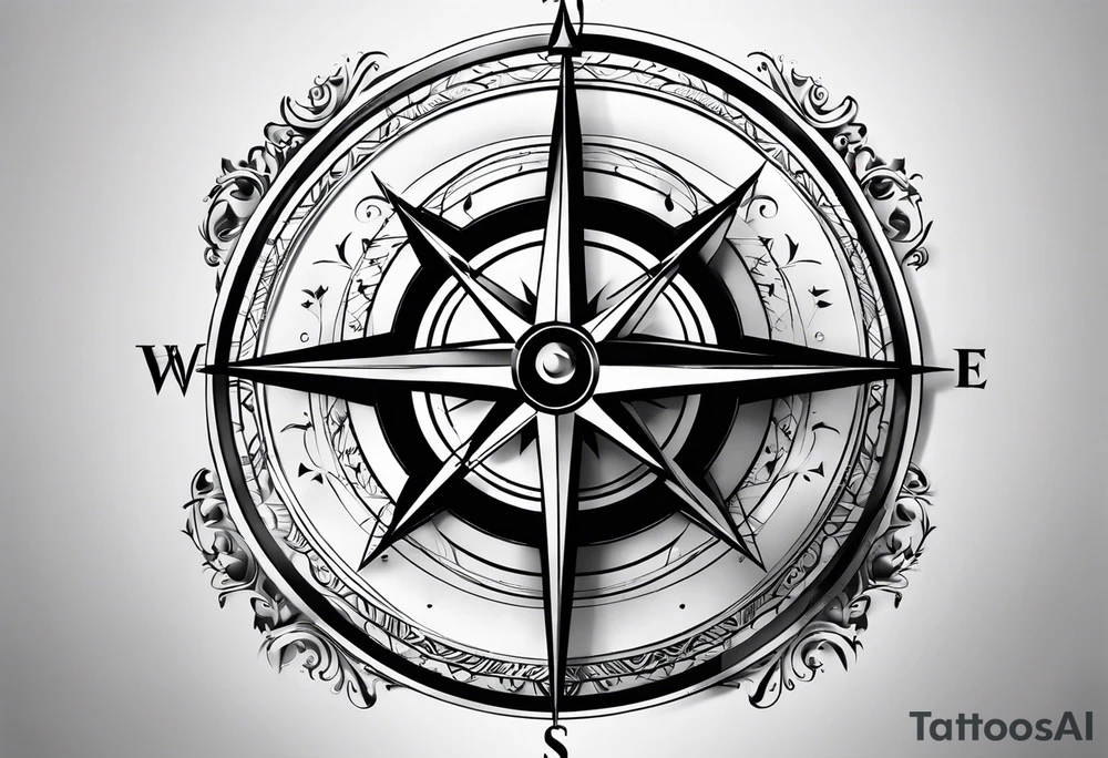 3D compass tattoo idea