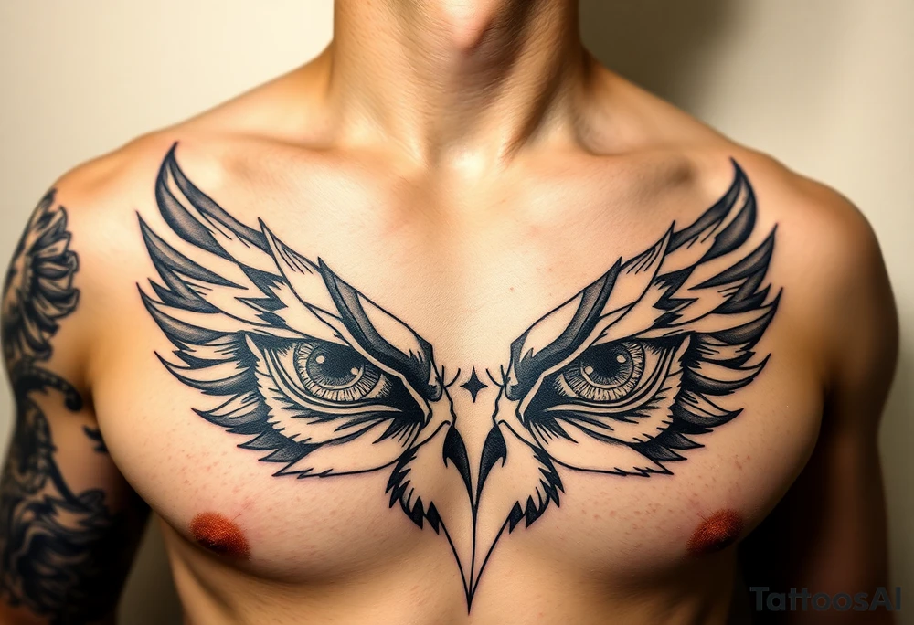 Eyes big and small on my chest for a man tattoo idea