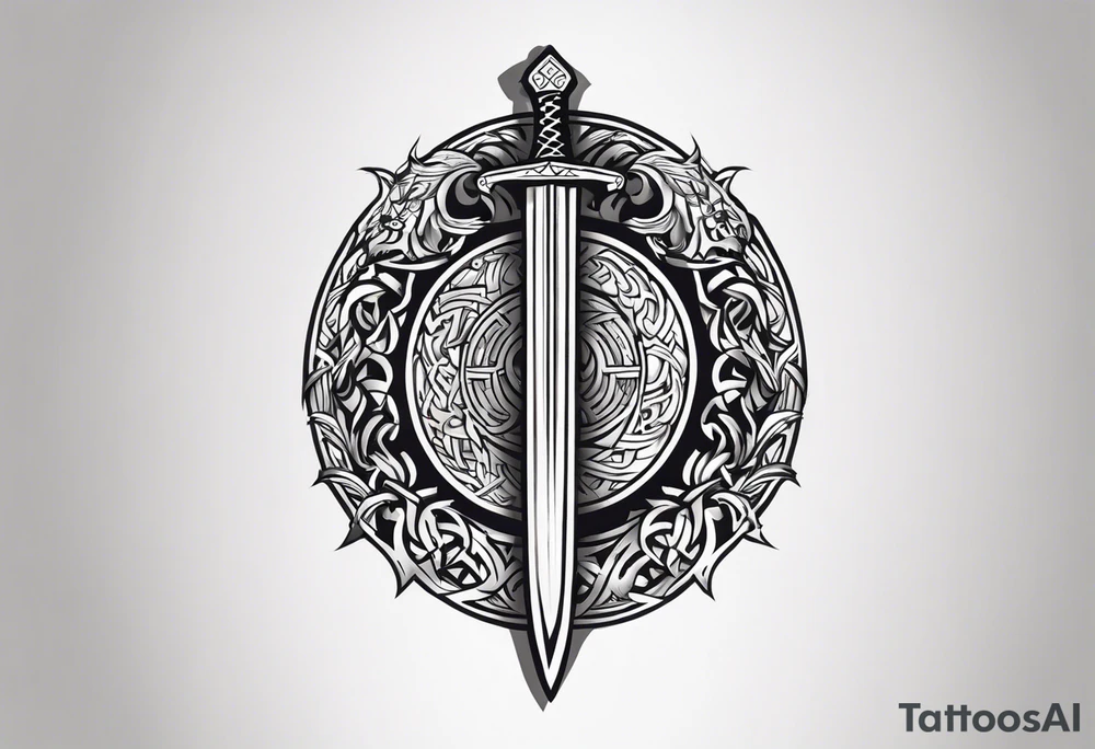 Viking sword Valhalla dragon shield tattoo idea