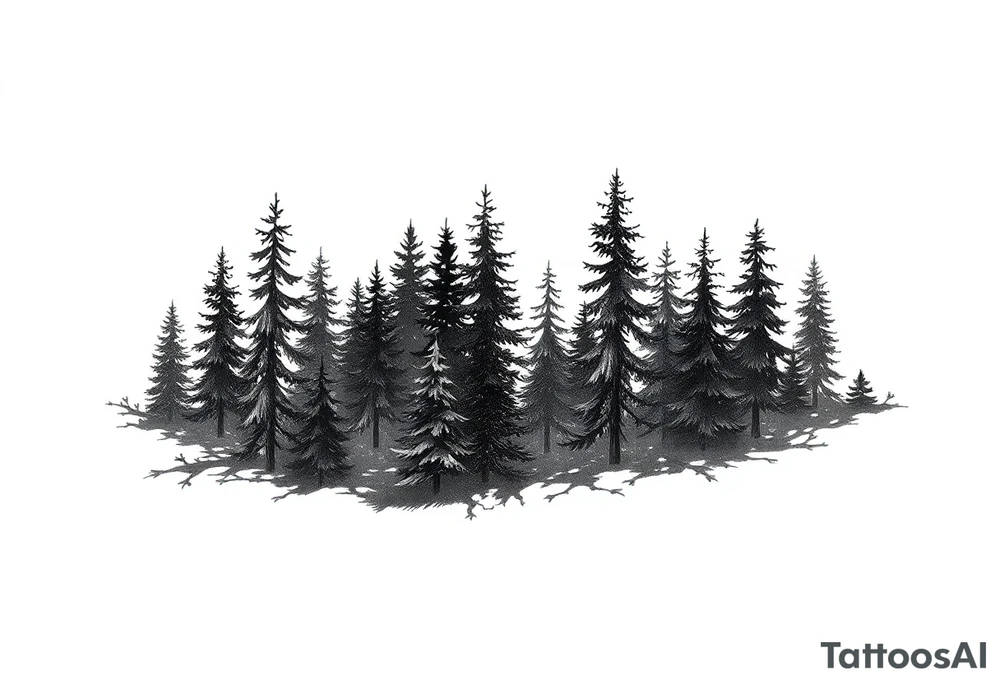 Coniferouse forest silhouette around forearm tattoo tattoo idea