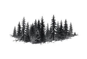 Coniferouse forest silhouette around forearm tattoo tattoo idea