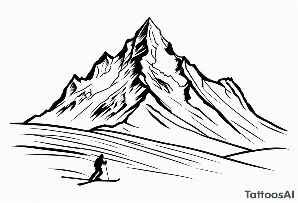 Male skiier matterhorn tattoo idea