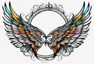 a pair of wings with a halo over them tattoo idea