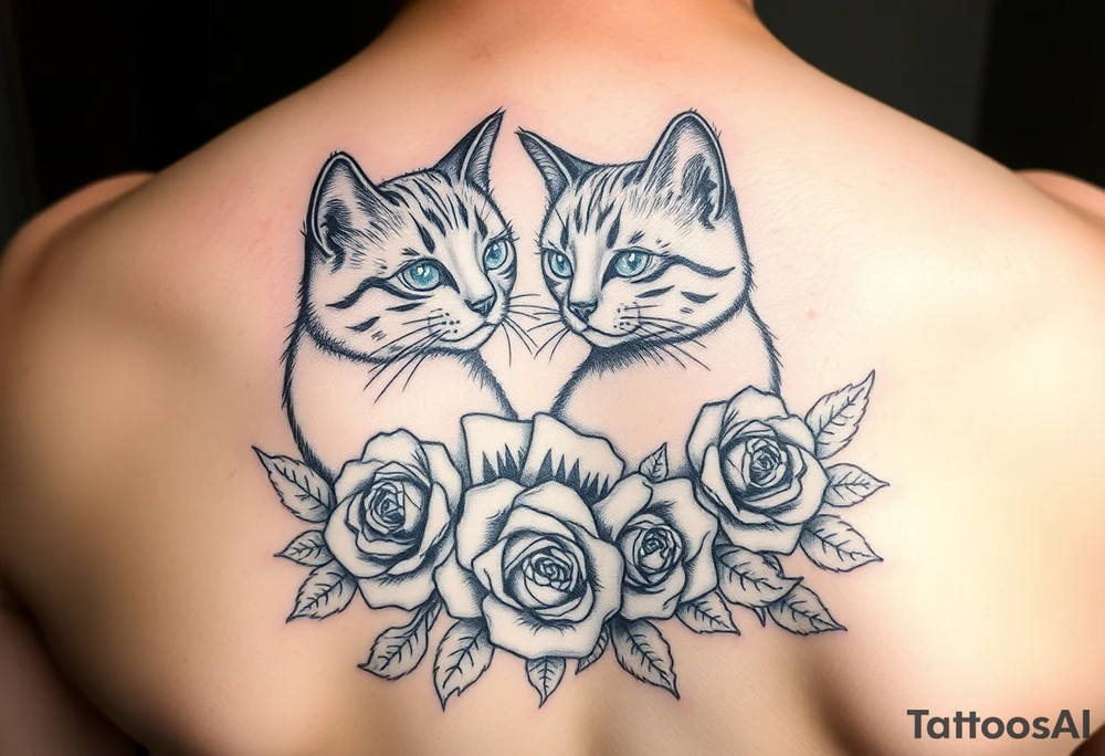 Memorial for grandma who loved cats , roses and gambling tattoo idea