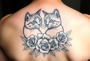 Memorial for grandma who loved cats , roses and gambling tattoo idea