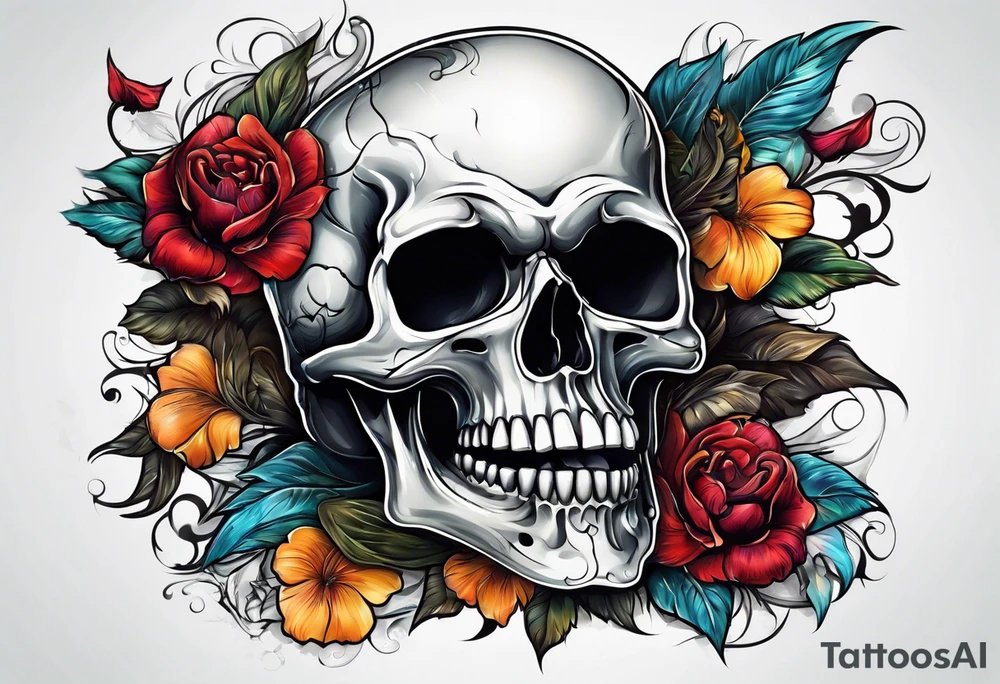 Skull with mouth open tattoo idea