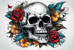Skull with mouth open tattoo idea