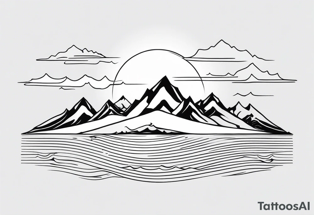 Mountains and ocean tattoo idea
