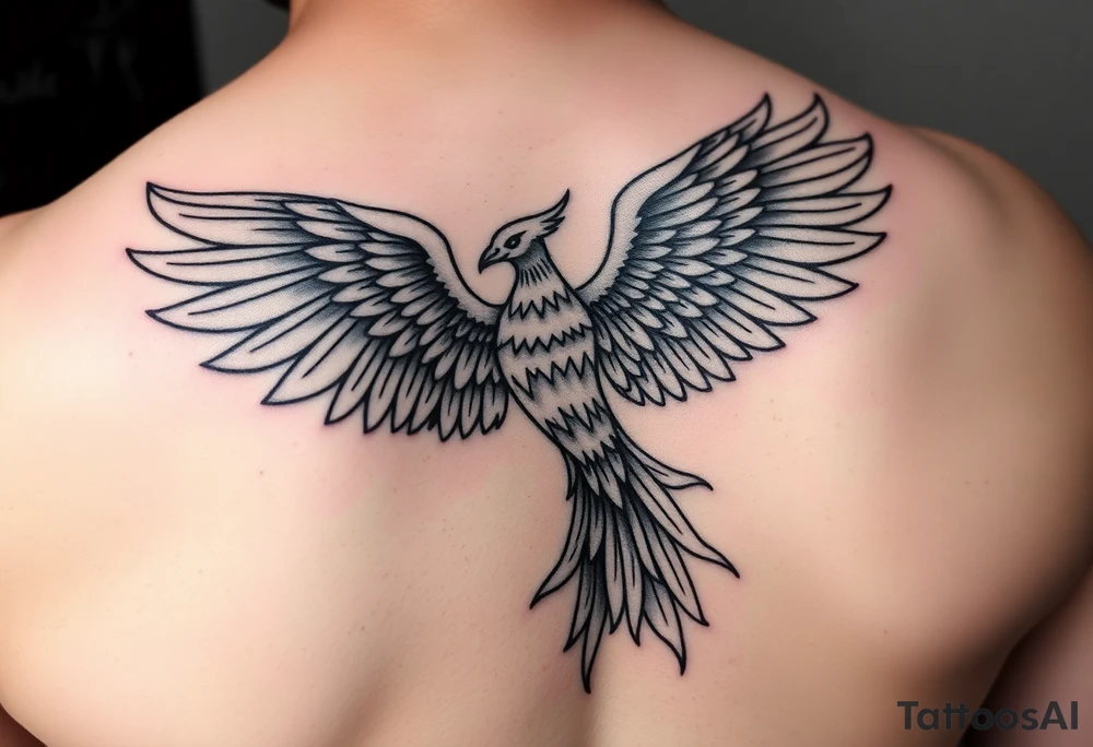My wife is looking to get a tattoo of a phoenix on her thight. She wants it beautiful, in color, and potentially flying out of ashes upwards. A quote she likes is "it's time I break my chains and run with the giants" to go with it. So if that gives any new inspiration to it, please be creative and make the best looking tattoo possible! tattoo idea