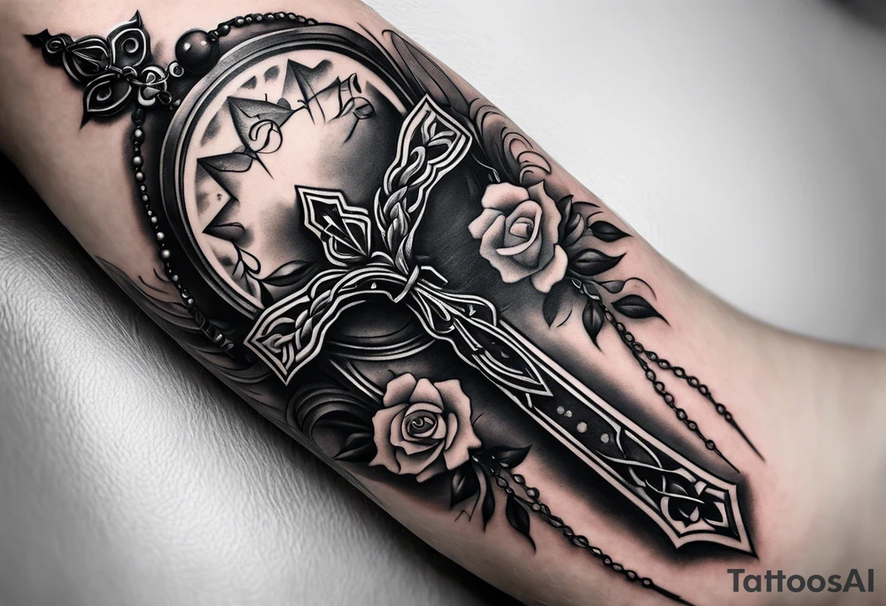 rosary tattoo on forearm tattoo idea