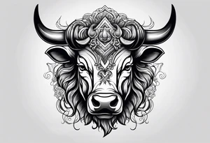 Evil, scary bull with horns tattoo idea