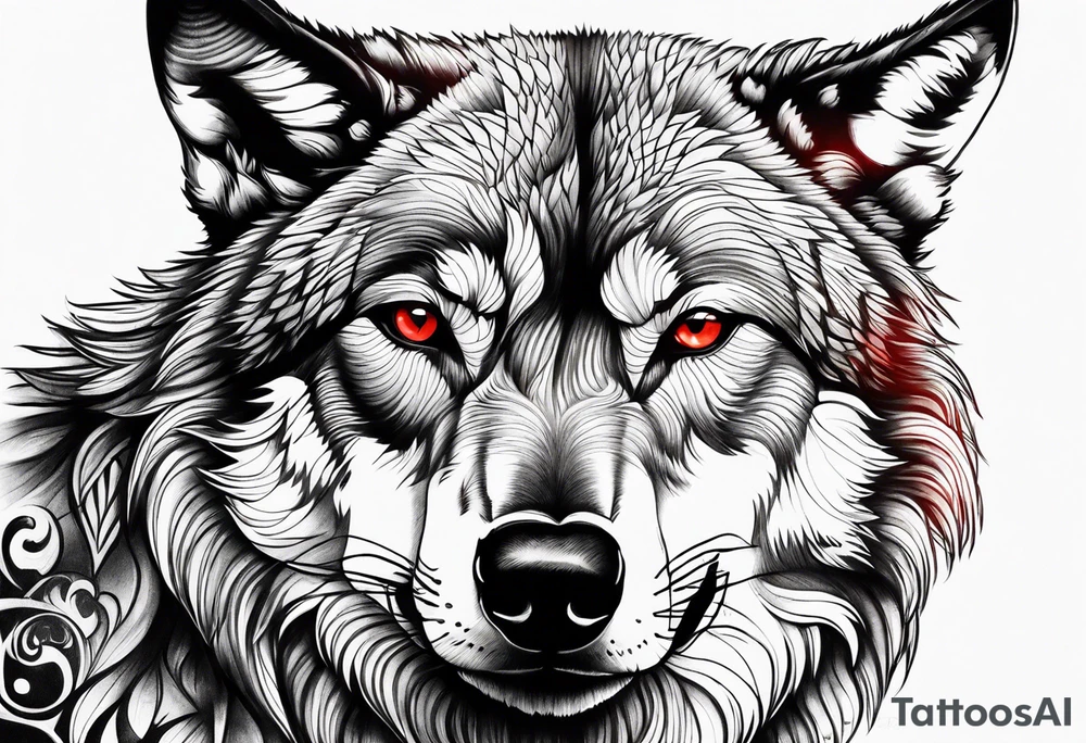 wolf with red eyes tattoo idea