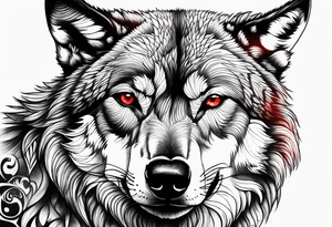 wolf with red eyes tattoo idea
