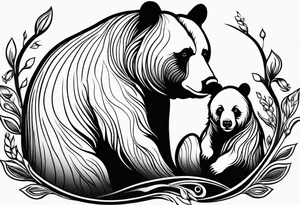 mother bear and cub looking at each other teardrop shaped simple tattoo idea