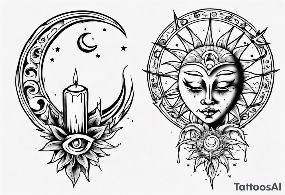 Sun. Moon. Candle. tattoo idea