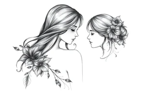 Mother two daughters matching tattoo idea