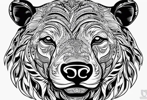 Make me a tattoo of half a bear's face and half a bull's face on one face tattoo idea