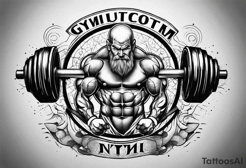 Gym with name ATOM tattoo idea