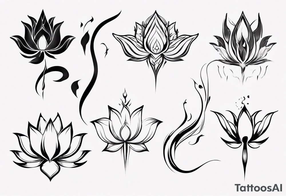 Lotus flower with phoenix tattoo idea