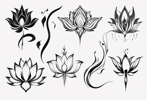 Lotus flower with phoenix tattoo idea
