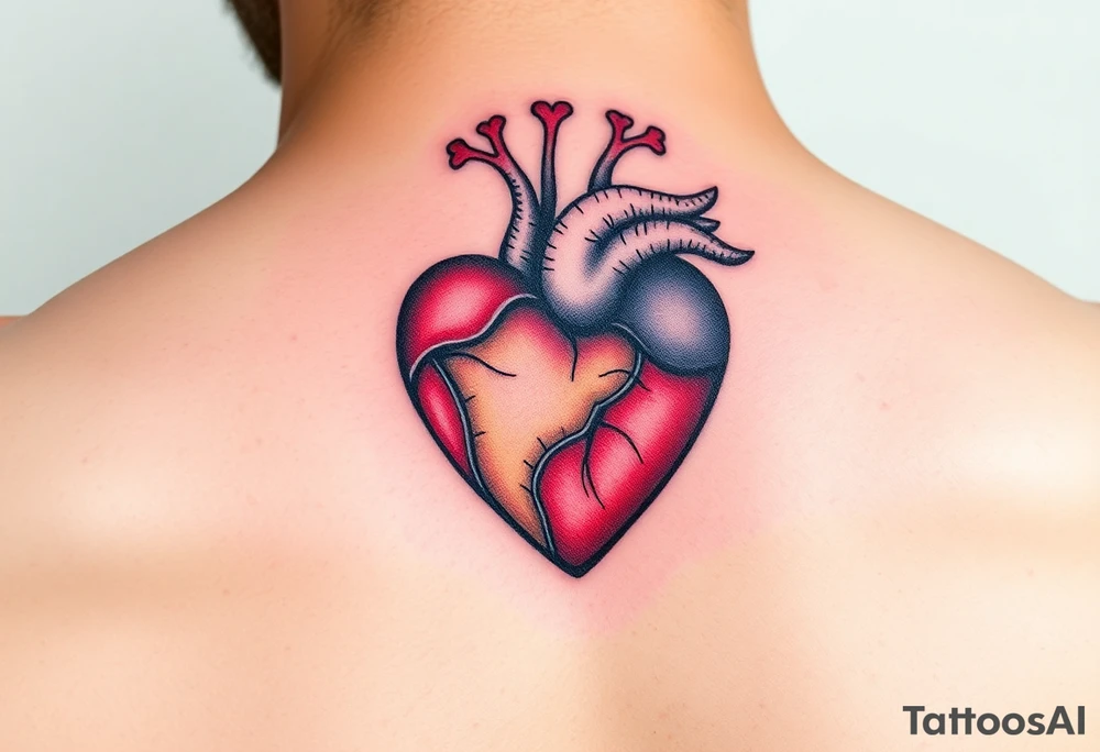 polyamory lifestyle heart with color tattoo idea