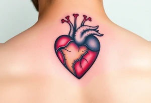 polyamory lifestyle heart with color tattoo idea