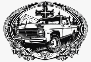 christian 
cross, campfire, golf , whiskey glass, cabin tattoo idea