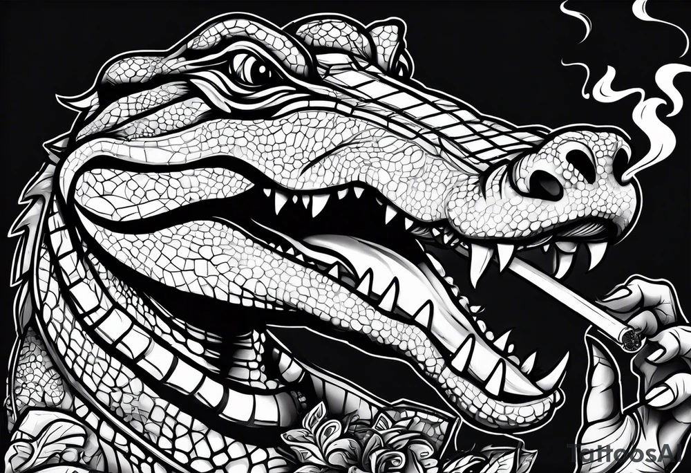 alligator smoking cigarette tattoo idea