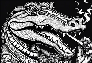 alligator smoking cigarette tattoo idea