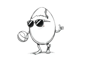 walking egg with broken sheel in sunglasses,
, holding a volleyball tattoo idea