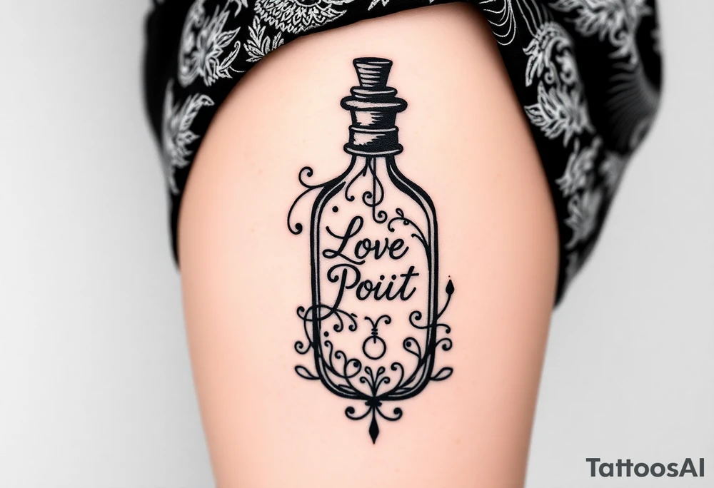 Love potion bottle tattoo idea