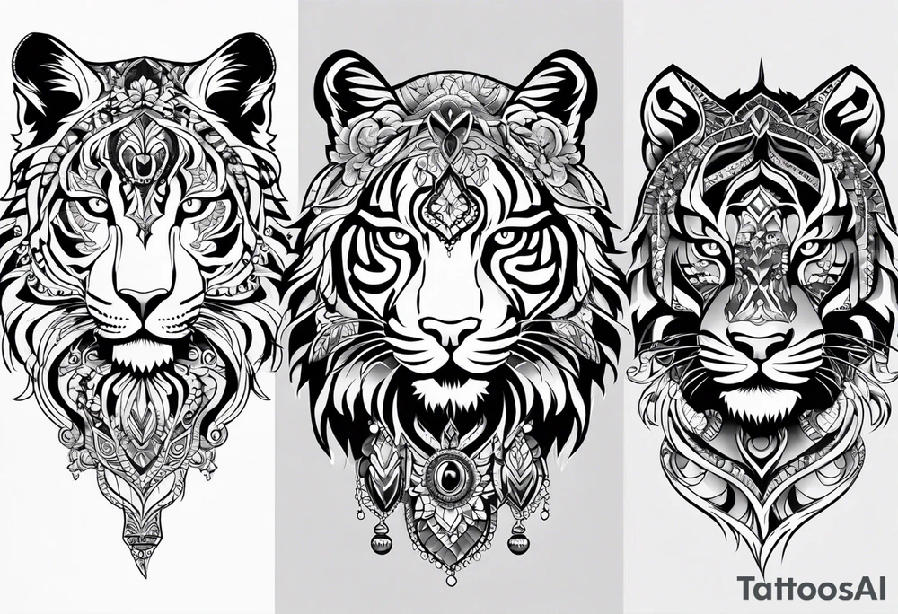 Тигр и тигрёнок в профиль tattoo idea