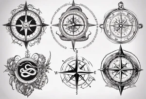 Compass tatoo with snake and gemini tattoo idea