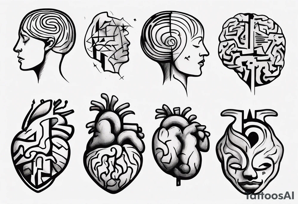 Converge human brain and human heart tattoo idea