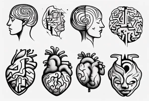 Converge human brain and human heart tattoo idea